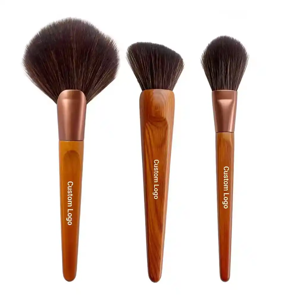 3Pcs Wood Face Makeup Brush Set