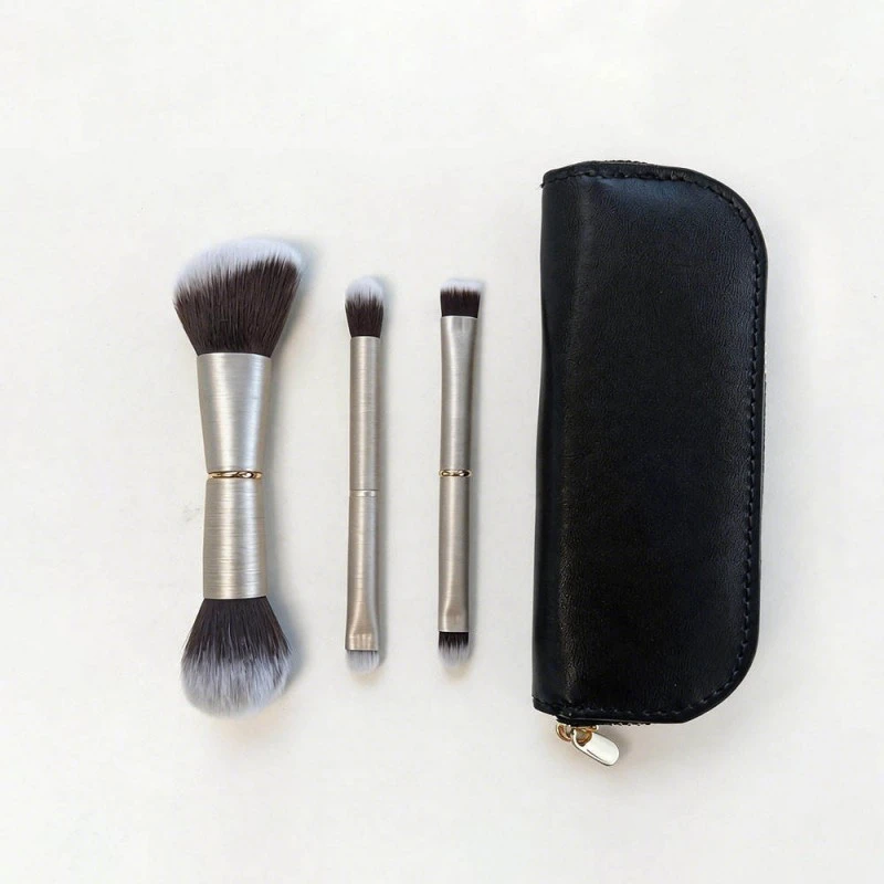 Professional 3pcs Mini Dual-End Travel Makeup Brush Set