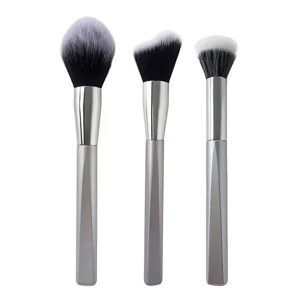 Professional Silver Makeup Brush Set 3pcs